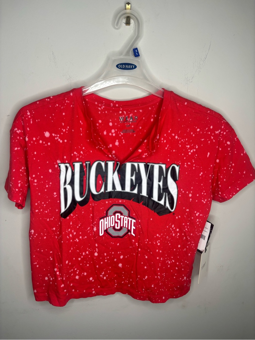 Ohio State Buckeyes Red Splatter Crop T-Shirt NWT Size Small